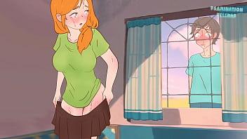 Steve espía a alex quitándose la falda vio su coño desnudo parodia de dibujos animados hentai de minecraft