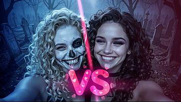 Truco o trato de halloween sexo grupal con zombis