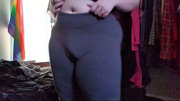 Trying on random clothes and teasing the camera both with and without wearing my packer full video